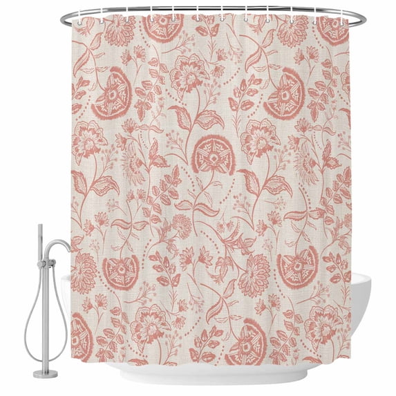 Abstract Spring Floral Shower Curtain - Water Repellent Fabric Shower Curtains Washable, Farmhouse Summer Botanical Rustic Decorative Polyester Cloth Bathroom Curtains Modern Bath Decor 72"x72"