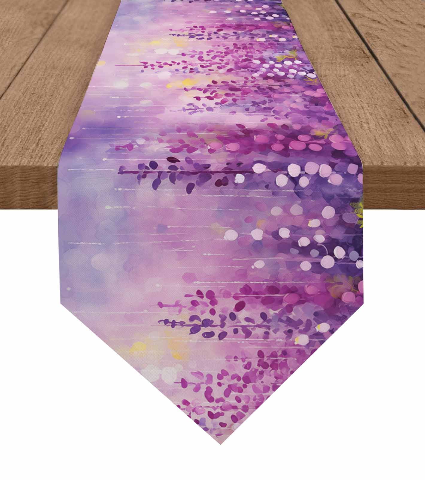 Abstract Spring Flower And Plant Oil Painting Home r Table Runner