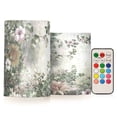thumbnail image 1 of Abstract Spring Flowers Flickering Flameless Candles Battery Operated with Remote Timer LED Pillar Candles Set of 2, 1 of 7