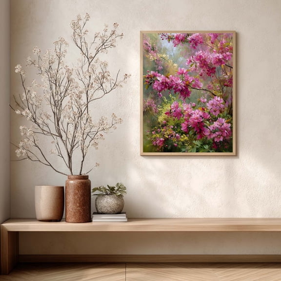 Abstract Spring Landscape Blooming Garden Canvas Painting Modern Wall Art Pictures for Living Room Bedroom Decoration Canvas Pictures Poster Frameless
