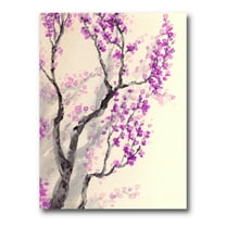 Abstract Spring Purple Flowers On Tree Branches 8 in x 12 in Painting Canvas Art Print, by Designart