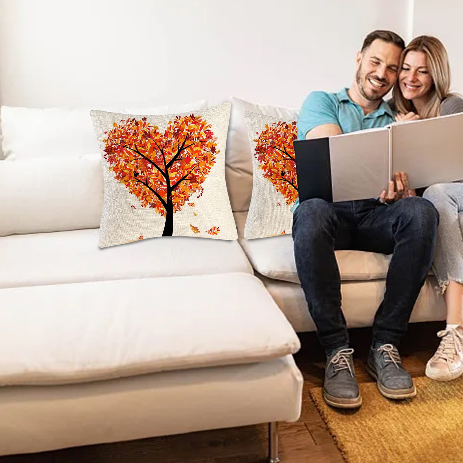 Abstract Spring Summer Autumn Winter Tree Of Life Pillow Cover Home ...