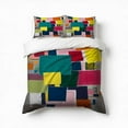 thumbnail image 1 of Abstract Square Art Bedding Set 3 Pcs Soft Microfiber Quilt Cover For Bedroom Decor, Comforter Cover With 2 Pillowcase, 1 of 5