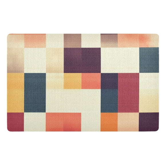 Abstract Square Pattern Floor Door Mat Outdoor Indoor for Home Entrance Welcome Mats 32"x20"