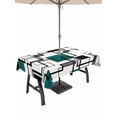 Abstract Squares Rectangle Outdoor Tablecloth with Umbrella Hole Green ...