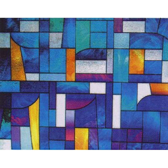 Abstract Stained Glass Privacy Window Film 36" Wide x 6.5 ft. Roll