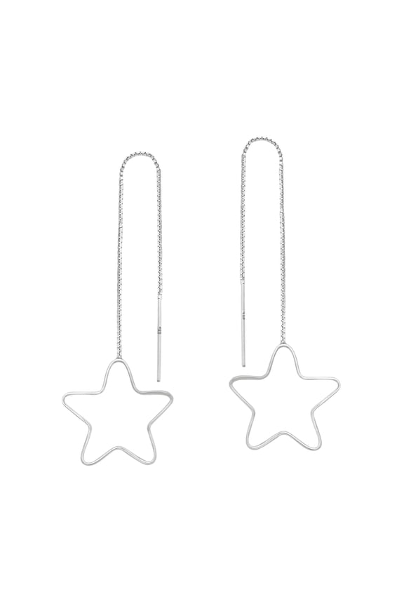 Abstract Star Sterling Silver Slide-Through Dangle Earrings