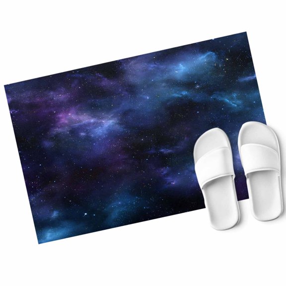 Abstract Starry Sky Door Mat Blue Black Purple Night Sky Star Non Slip Absorbent Entrance Mat Washable Low Profile Indoor Doormat for Front Door Entryway Entry 16"x24"