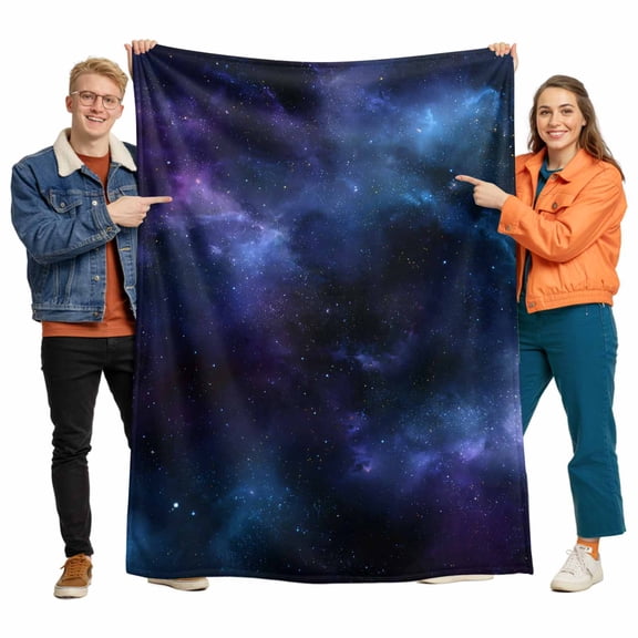 Abstract Starry Sky Flannel Blanket for Bed,Travel and Camping, Blue Black Purple Night Sky Star Super Soft Cozy Blanket for All Seasons 30"x40"