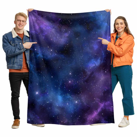 Abstract Starry Sky Flannel Blanket for Bed,Travel and Camping, Blue Purple Black Night Sky Star Super Soft Cozy Blanket for All Seasons 30"x40"