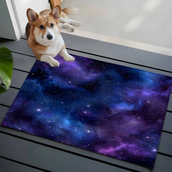 Abstract Starry Sky Front Door Rugs 2x3 ft Blue Purple Black Night Sky Star Small Rug for Entryway Non Slip Washable Bathroom Door Mat Absorbent Floor Mat for Indoor Entrance