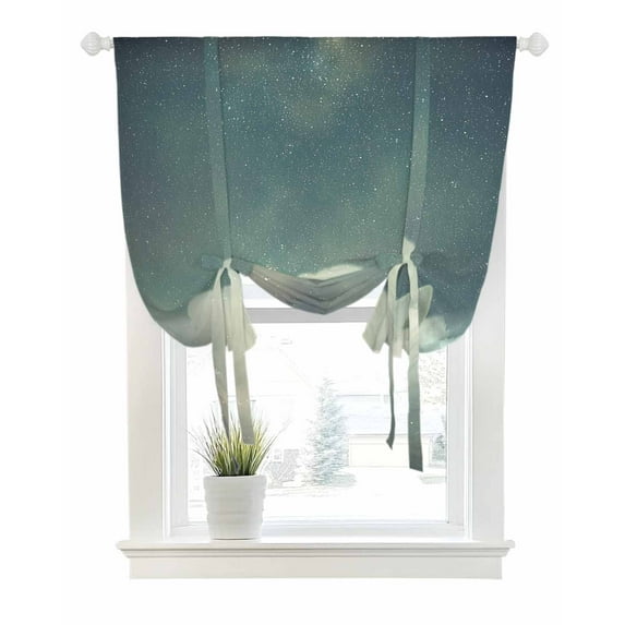 Abstract Starry Sky Tie Up Curtains for Window, Thermal Insulted Balloon Shade Adjustable Rod Pocket Curtains Valance Panels for Kitchen Bathroom Cafe 52 x 45 Modern Vintage Clouds Night Sky