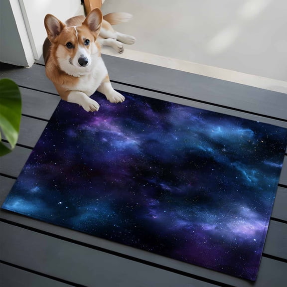 Abstract Starry Sky Washable Area Rug 2x3 Blue Black Purple Night Sky Star Low-Profile Area Rugs with Non Slip Backing Indoor Floor Carpet for Entrance Living Room Bedroom Home Office