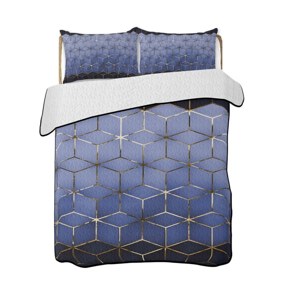 Abstract Stereo Cube 3 Pieces Quilt Set, 1 Quilt with 2 Shams, Modern ...