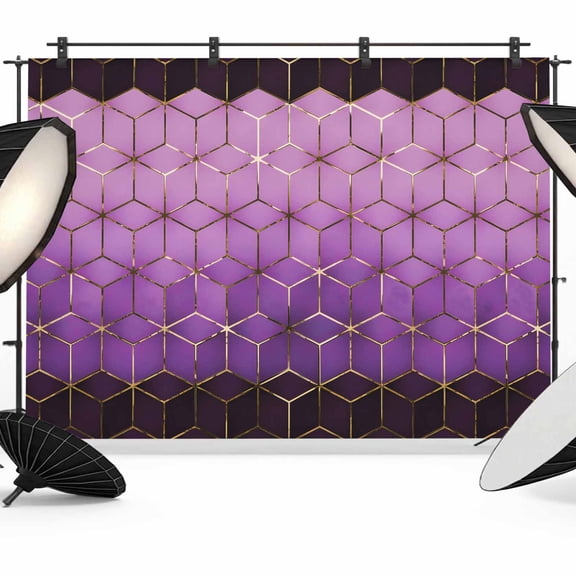 Abstract Stereo Cube Photography Backdrop 7x5FT, Modern Gradient Black Purple Comb Grid Cubes Photo Backdrops, Background for Photography Studio Photo Studio Background, Back Drop for Photoshoot