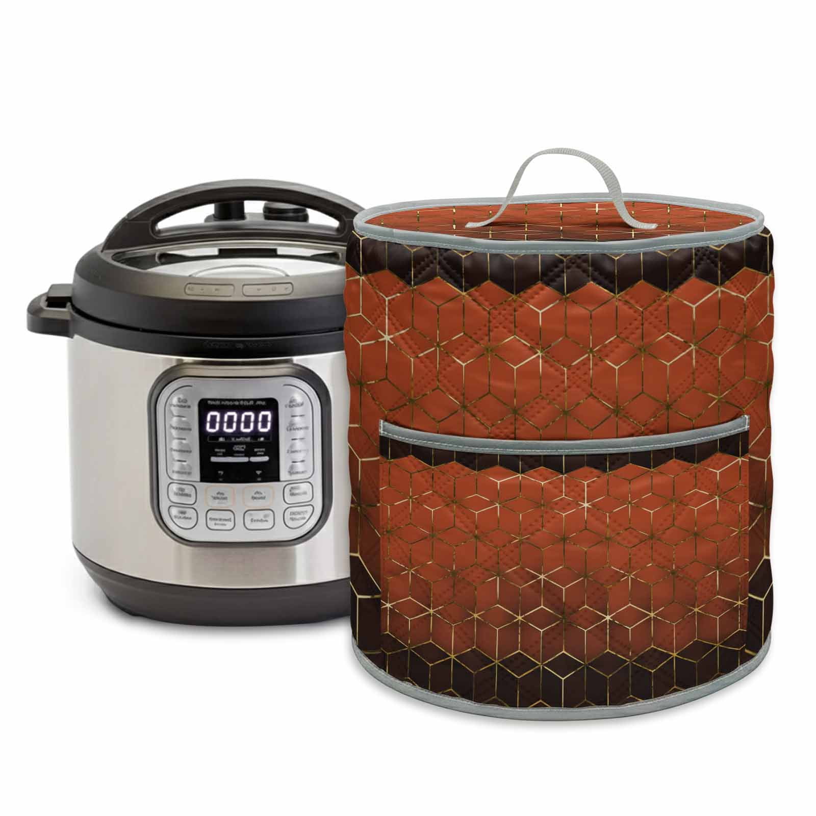 Abstract Stereo Cube Rice Cooker Cover 6 Quart Modern Gradient Orange ...