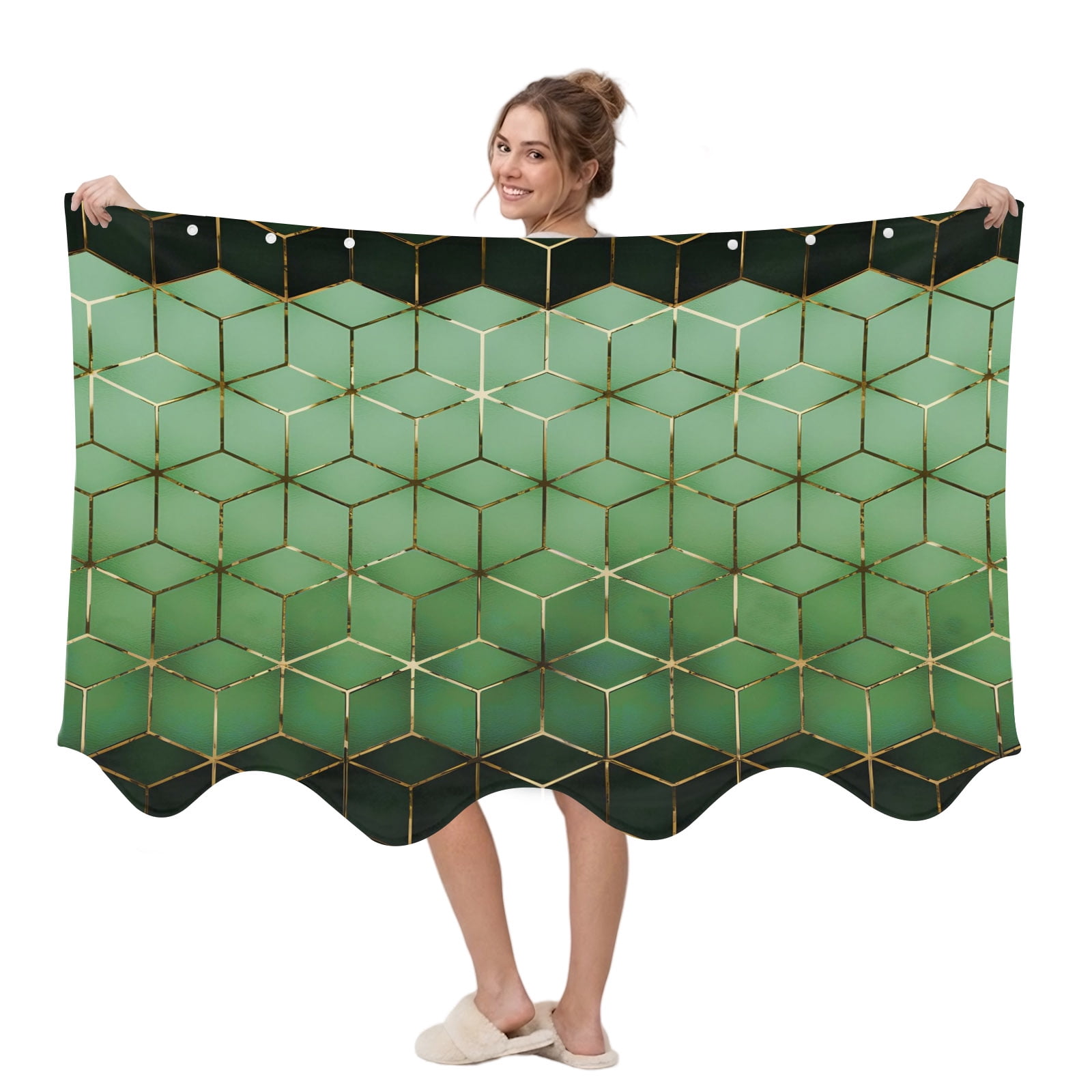 Abstract Stereo Cube Wearable Blanket, Modern Gradient Black Green Comb ...