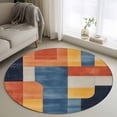 thumbnail image 1 of Abstract Stitching 4FT Round Area Rugs for Living Room 111 White Orange Blue Fluid Wash Art Ultra-Thin Non-Slip Round Rugs Machine Washable Low Pile Circle Carpet for Bedroom Kitchen Nursery, 1 of 9