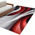 thumbnail image 1 of Abstract Stitching Area&nbsp;Rug 3x5ft Red White Black Water Ripple Non-Slip&nbsp;Washable Square&nbsp;Rugs Soft Felt Indoor Floor Mat for Bedroom Kitchen Living Room Bathroom, 1 of 9