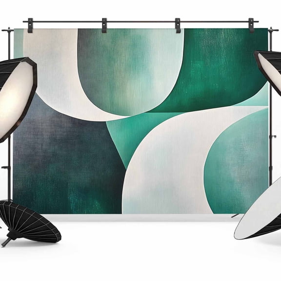 Abstract Stitching Backdrop for Photography, Green White Curve Gradient Photo Backdrop Portrait Background Party Banner Photo Backgrounds for Studio Booth Props, 7x5ft