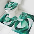 thumbnail image 1 of Abstract Stitching Bathroom Rugs Set White Green Gradient Stripe Non Slip Absorbent Soft Bath Mats 3 Piece Set with Bathroom Rug, U-Shaped Floor Mat, Toilet Seat Cover Small Size, 1 of 9
