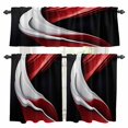thumbnail image 1 of Abstract Stitching Kitchen Curtains Valances and Tiers Set of 3 Gary Black Red Water Ripple Tier Curtains and Valance with Rod Pocket for Small Windows, 27.5"x24", 1 of 9