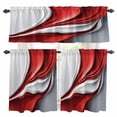 thumbnail image 1 of Abstract Stitching Kitchen Curtains Valances and Tiers Set of 3 Red White Water Ripple Gradient Tier Curtains and Valance with Rod Pocket for Small Windows, 27.5"x36", 1 of 9