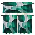 thumbnail image 1 of Abstract Stitching Kitchen Curtains Valances and Tiers Set of 3 White Green Curve Gradient Tier Curtains and Valance with Rod Pocket for Small Windows, 27.5"x36", 1 of 9