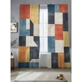 thumbnail image 1 of Abstract Stitching Sheer Curtains 84 Inches Long 2 Panels White Orange Blue Stripe Art Light Filtering Semi Sheer Window Curtains Drapes for Bedroom Living Room 52"x84", 1 of 7