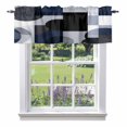 thumbnail image 1 of Abstract Stitching Valance Curtain Blue Black Square Round Visual Art Window Valances Rod Pocket Short Curtains Window Treatments for Kitchen Bedroom Bathroom Laundry 56" x 16", 1 of 9