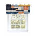 thumbnail image 1 of Abstract Stitching Valances for Windows Blue White Yellow Stripe Art Kitchen Valance Curtain Rod Pocket Small Curtains for Cafe Bathroom Laundry Basement 54" x 18", 1 of 8