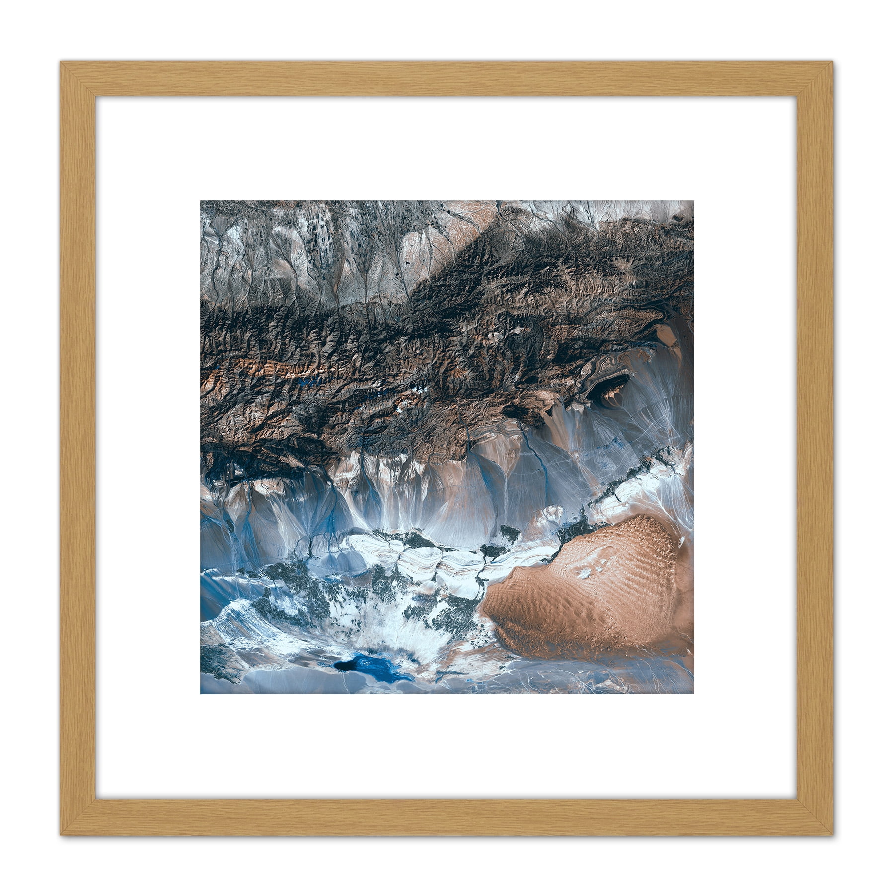 Abstract Stone Gem Crystal 8X8 Inch Square Wooden Framed Wall Art