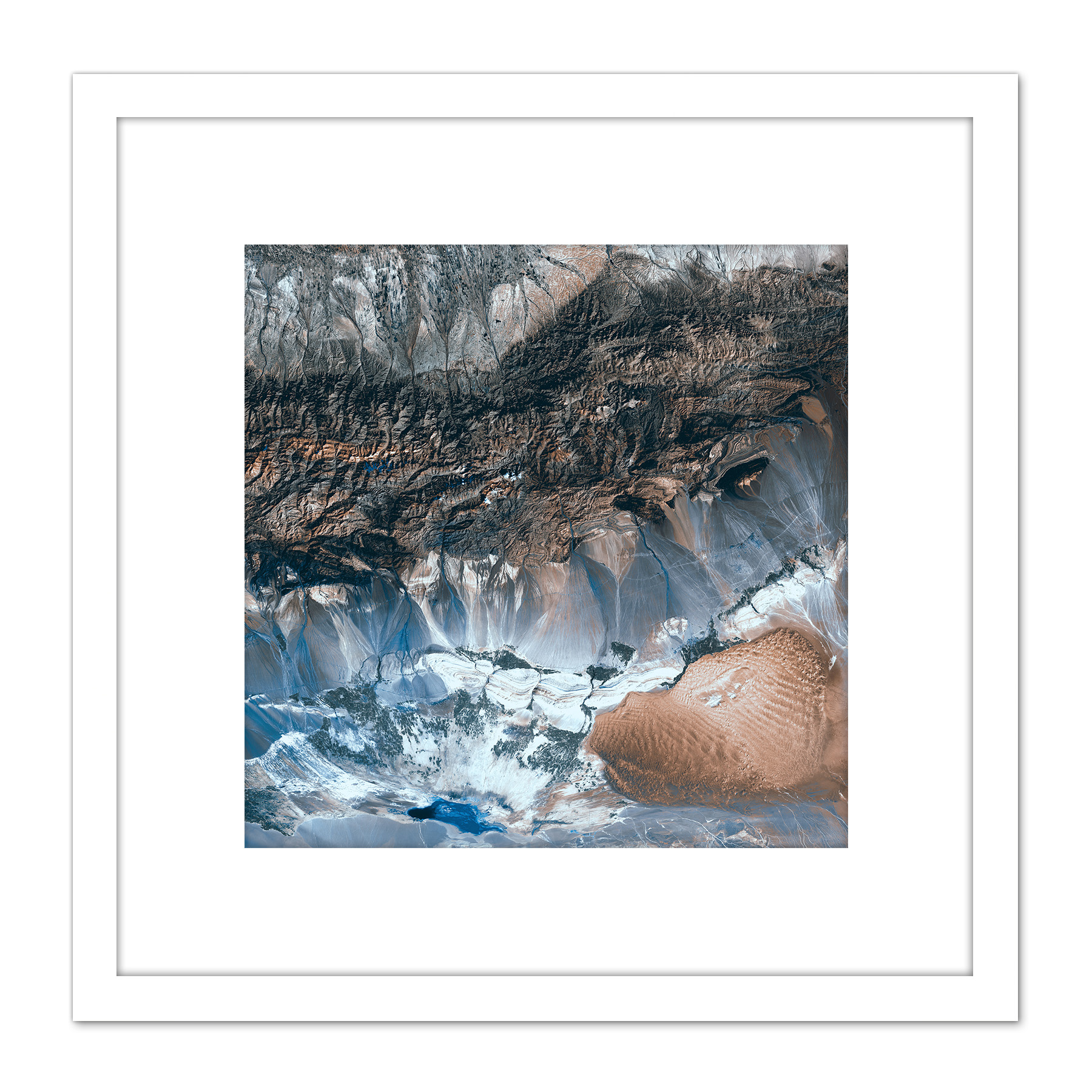 Abstract Stone Gem Crystal 8X8 Inch Square Wooden Framed Wall Art