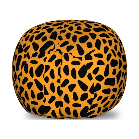 Abstract Storage Toy Bag Chair, Bicolour Animal Print Inspired Cheetah Skin Look Shapes Illustration, Stuffed Animal Organizer Washable Bag, Small Size, Orange and Charcoal Grey, by Ambesonne