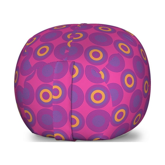 Abstract Storage Toy Bag Chair, Circular Spirals Nested in Vibrant Hues, Stuffed Animal Organizer Washable Bag, Small Size, Hot Pink Royal Blue, by Ambesonne