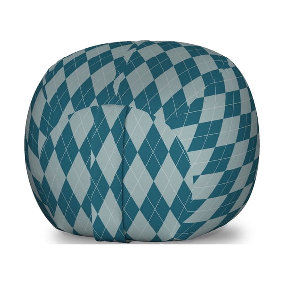 Abstract Storage Toy Bag Chair, Classic Illustration of Diamond Shapes Argyle Inspired Traditional Feels, Stuffed Animal Organizer Washable Bag, Small Size, Dark Teal Pale Green, by Ambesonne