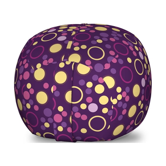 Abstract Storage Toy Bag Chair, Contemporary Pattern of Circles and Polka Dots, Stuffed Animal Organizer Washable Bag, Small Size, Purple Brown, by Ambesonne