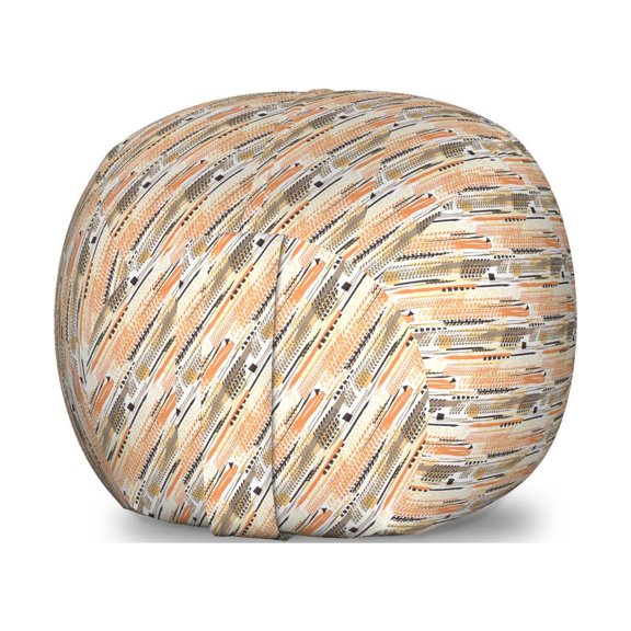 Abstract Storage Toy Bag Chair, Continuous Pattern Colorful Tire Tracks from Various Vehicles Art Print, Stuffed Animal Organizer Washable Bag, Small Size, White and Multicolor, by Ambesonne