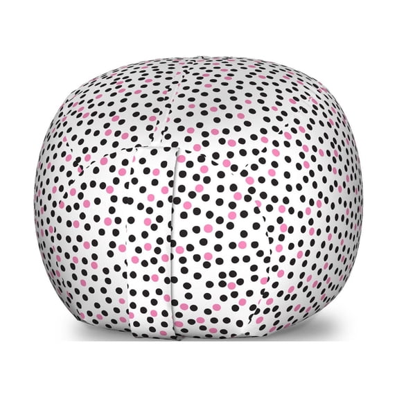 Abstract Storage Toy Bag Chair, Continuous Polka Dots Inspired Oval Motifs Illustration, Stuffed Animal Organizer Washable Bag, Large Size, Pink Chestnut Brown, by Ambesonne