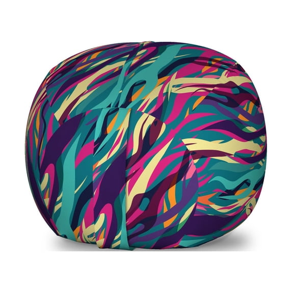 Abstract Storage Toy Bag Chair, Creative and Diagonal Look Stripes Wavy Contemporary Colorful Illustration, Stuffed Animal Organizer Washable Bag, Small Size, Multicolor, by Ambesonne