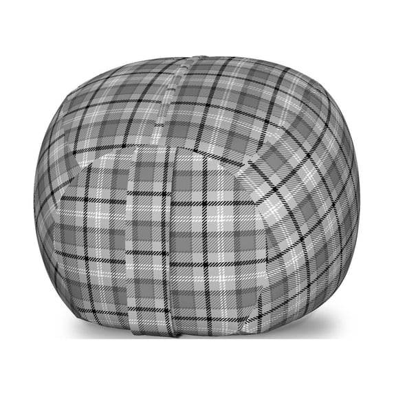 Abstract Storage Toy Bag Chair, Dark Toned Checkered Gaelic Culture Symbolic National Pattern, Stuffed Animal Organizer Washable Bag, Small Size, Charcoal Grey Dimgrey, by Ambesonne