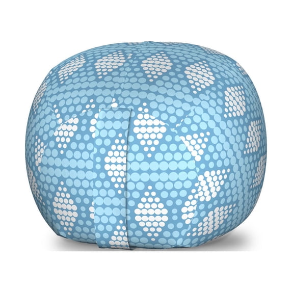 Abstract Storage Toy Bag Chair, Diamond Motifs Consisting of Dots in Pastel Tones Pattern, Stuffed Animal Organizer Washable Bag, Large Size, Pale Sky Blue White, by Ambesonne