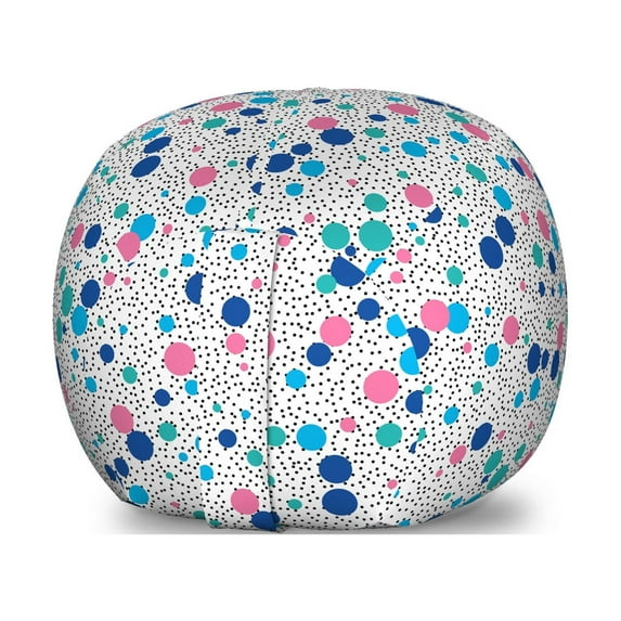 Abstract Storage Toy Bag Chair, Dots Little Circles with Bunch of Spots Background Girlish Abstract Design, Stuffed Animal Organizer Washable Bag, Large Size, Multicolor, by Ambesonne