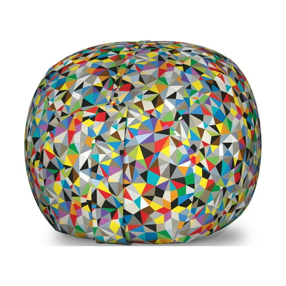 Abstract Storage Toy Bag Chair, Geometric Chaos Triangular Mosaic Polygonal Fractal Contemporary Modern Design, Stuffed Animal Organizer Washable Bag, Large Size, Multicolor, by Ambesonne