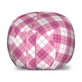 thumbnail image 1 of Abstract Storage Toy Bag Chair, Geometric Diagonal in Pastel Color Girls Style Checked Design, Stuffed Animal Organizer Washable Bag, Small Size, Fuchsia Pale Pink White, by Ambesonne, 1 of 3