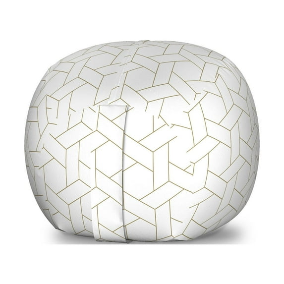 Abstract Storage Toy Bag Chair, Geometric Modern Interlocking Hexagonal and Rectangular Minimalist Art Deco, Stuffed Animal Organizer Washable Bag, Small Size, Sand Brown White, by Ambesonne