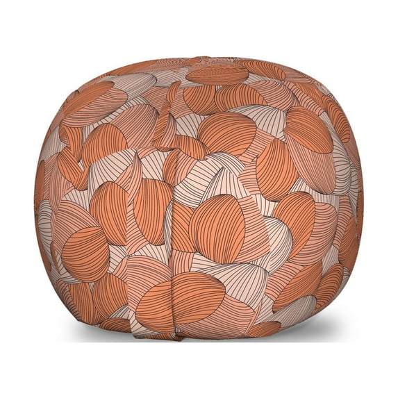 Abstract Storage Toy Bag Chair, Hand-drawn Striped Wavy Tiles Overlapping Design in Pastel Tones, Stuffed Animal Organizer Washable Bag, Large Size, Burnt Sienna Eggshell, by Ambesonne