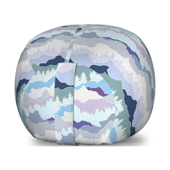Abstract Storage Toy Bag Chair, Horizontally Pastel Colored Style Woodland Trees and Mountains Landscape Like, Stuffed Animal Organizer Washable Bag, Small Size, Multicolor, by Ambesonne
