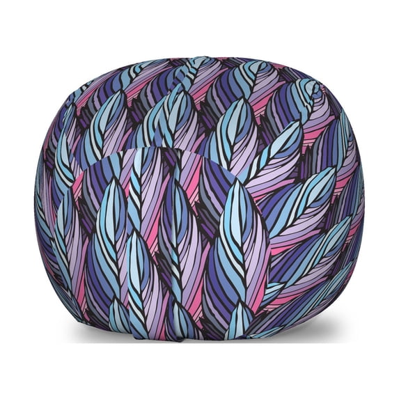 Abstract Storage Toy Bag Chair, Illustration of Colorful Striped Shapes Resembling Bird Feathers Streaks, Stuffed Animal Organizer Washable Bag, Small Size, Multicolor, by Ambesonne
