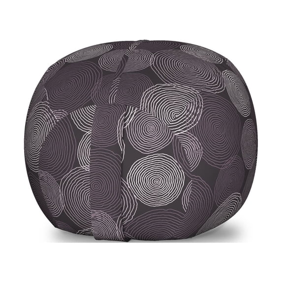 Abstract Storage Toy Bag Chair, Modern Design of Hand Drawn Intricate Circles, Stuffed Animal Organizer Washable Bag, Large Size, Eggplant Purple Grey, by Ambesonne